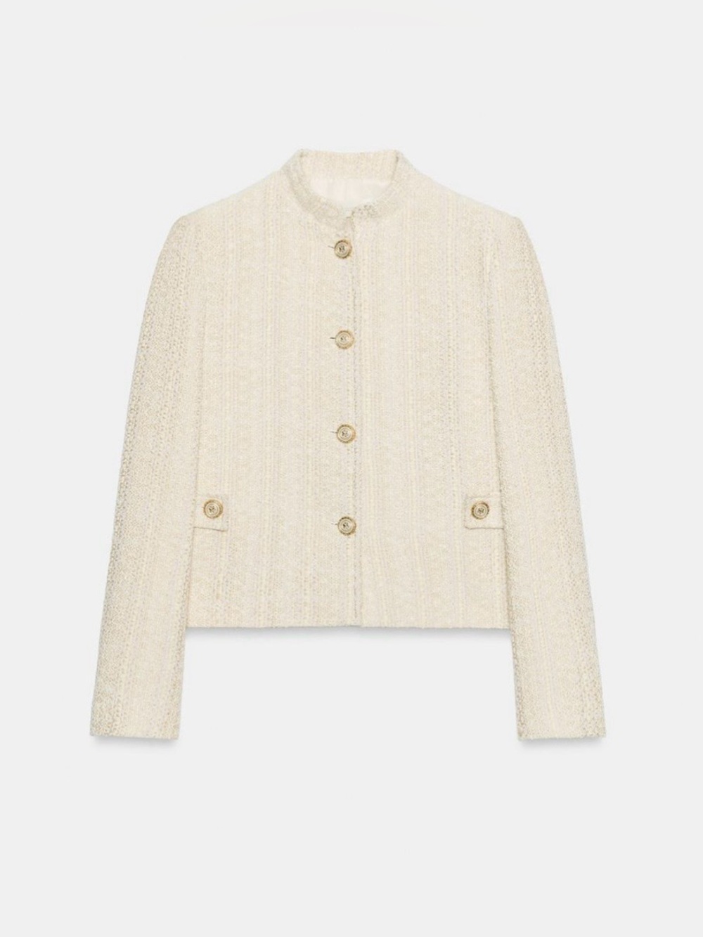 ZARA METALLIC THREAD SHOULDER PAD BLAZER NWT
Size: XL * Color: ECRU